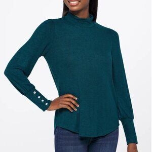 Leslie Turtleneck Long Sleeve Knit Top TEAL GREEN